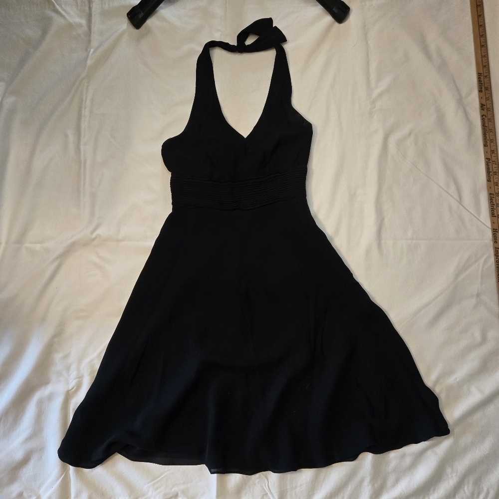 Ann Taylor Black Midi Halter Dress